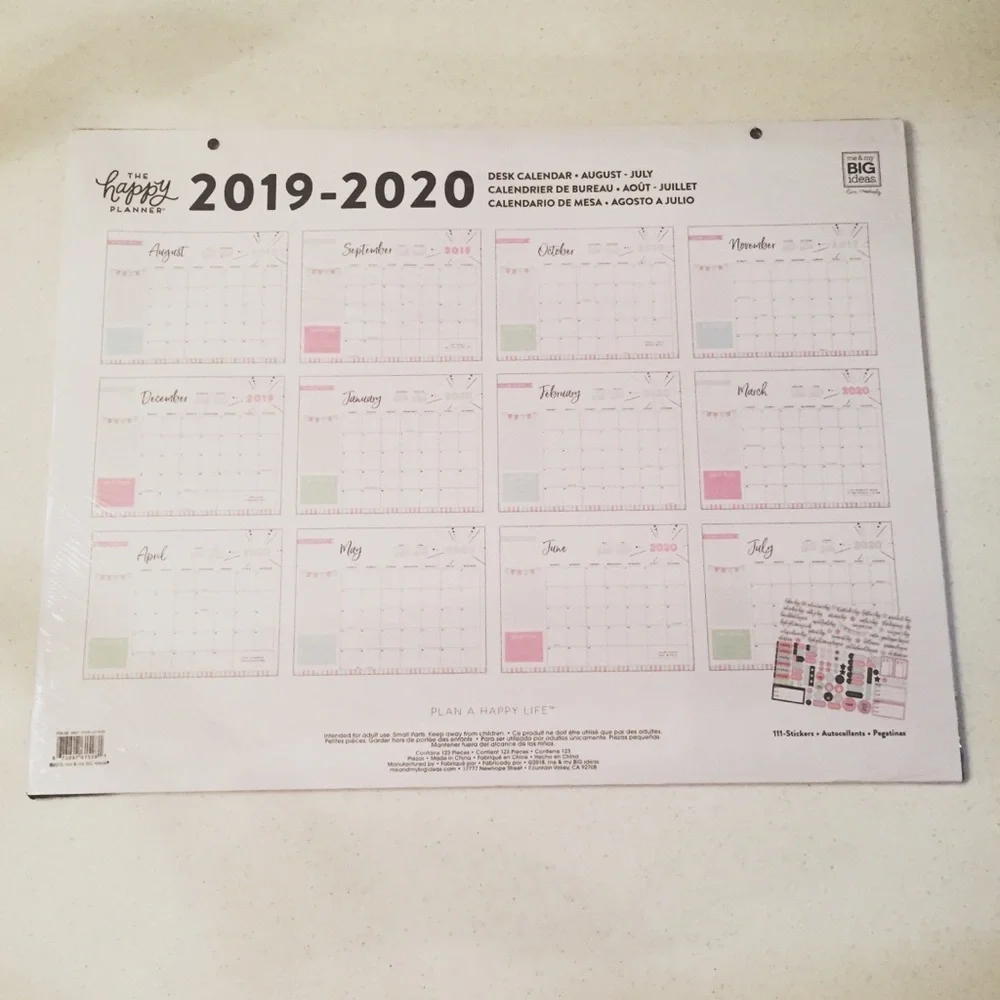 Happy Planner Pastel Desk Calendar - Will work for 2025 - 2026 !